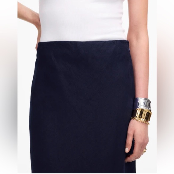 NEW! Madewell Linen Maxi Slip Skirt in Juniper Berry black NU609 $128 size 14 - Picture 4 of 11